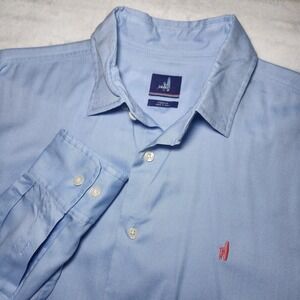Johnnie-O Oxford Performance Shirt Men M blue Button Up Long Sleeve Tencel Blend